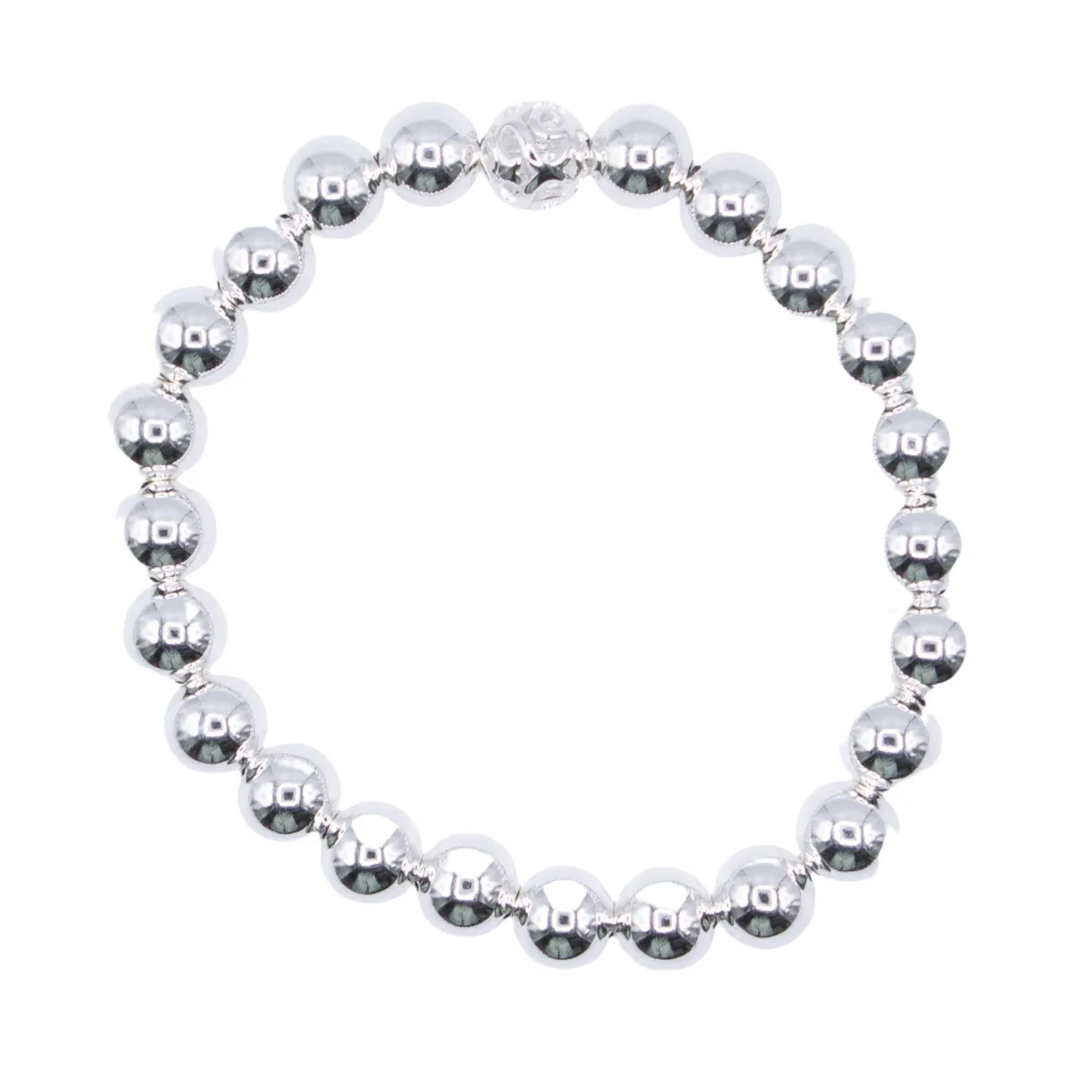 8mm Sterling Silver Smooth Beaded Bracelet | Sparkl
