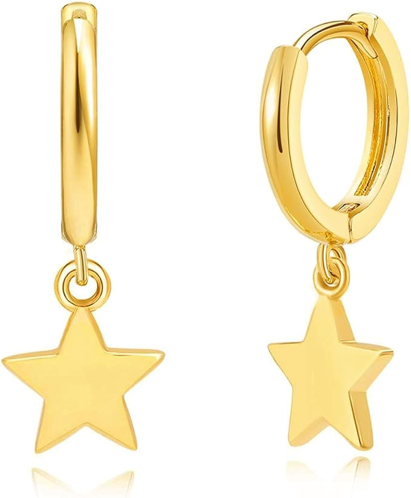 SANNYRA Huggie Earrings for Women - 14K Gold Plated Beach Earrings - Starfish Butterfly Moon Star... | Amazon (US)