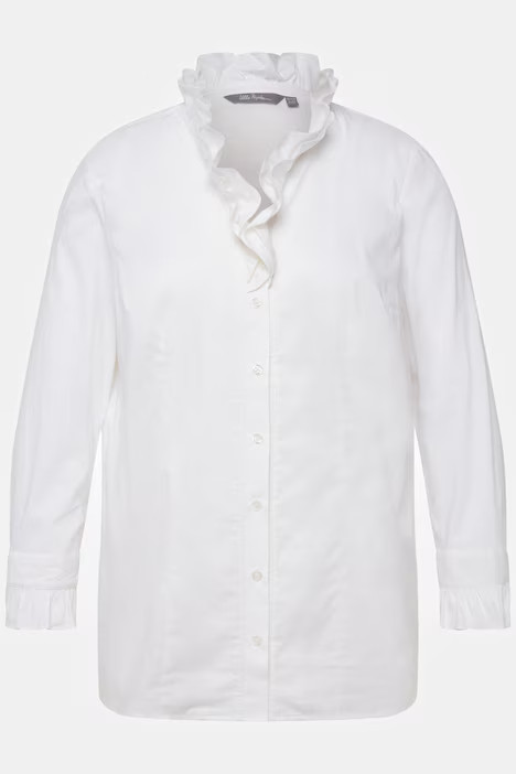 Ruffle Collar V-Neck Button Front Blouse | all Blouses | Blouses | Ulla Popken - US & CA