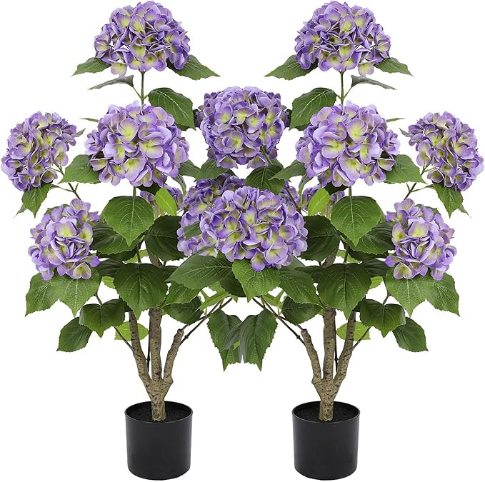 Nafresh 3FT Real Touch Faux Hydrangea Tree Outdoor, 2 Pack Purple Hydrangea Tree Artificial with ... | Amazon (US)