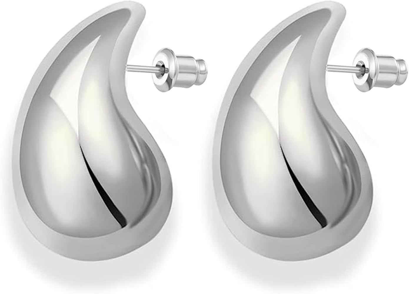 HEEYA Chunky Gold Hoop Earrings for Women Girls - 18K Gold/Sliver Plated Lightweight Hollow Open ... | Amazon (UK)