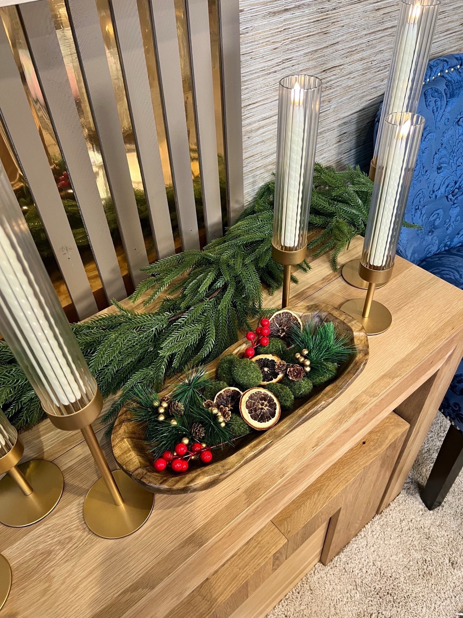 Holiday table decor. I love this faux garland and dried oranges for a festive holiday entryway  

#LTKSeasonal #LTKGiftGuide #LTKHoliday