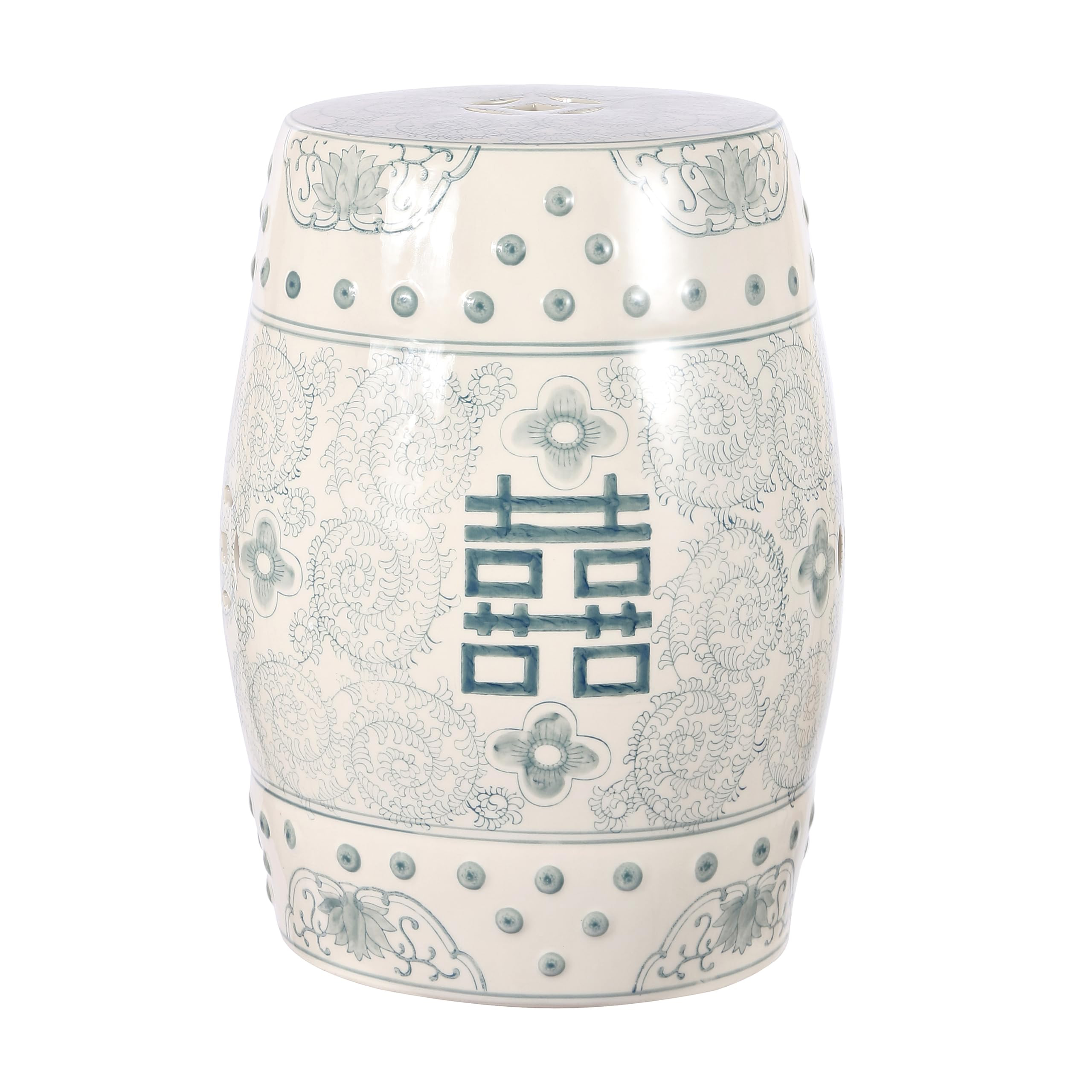 JONATHAN Y TBL1013A Double Happiness 18" Chinoiserie Ceramic Drum Indoor/Outdoor Garden Stool Boh... | Amazon (US)