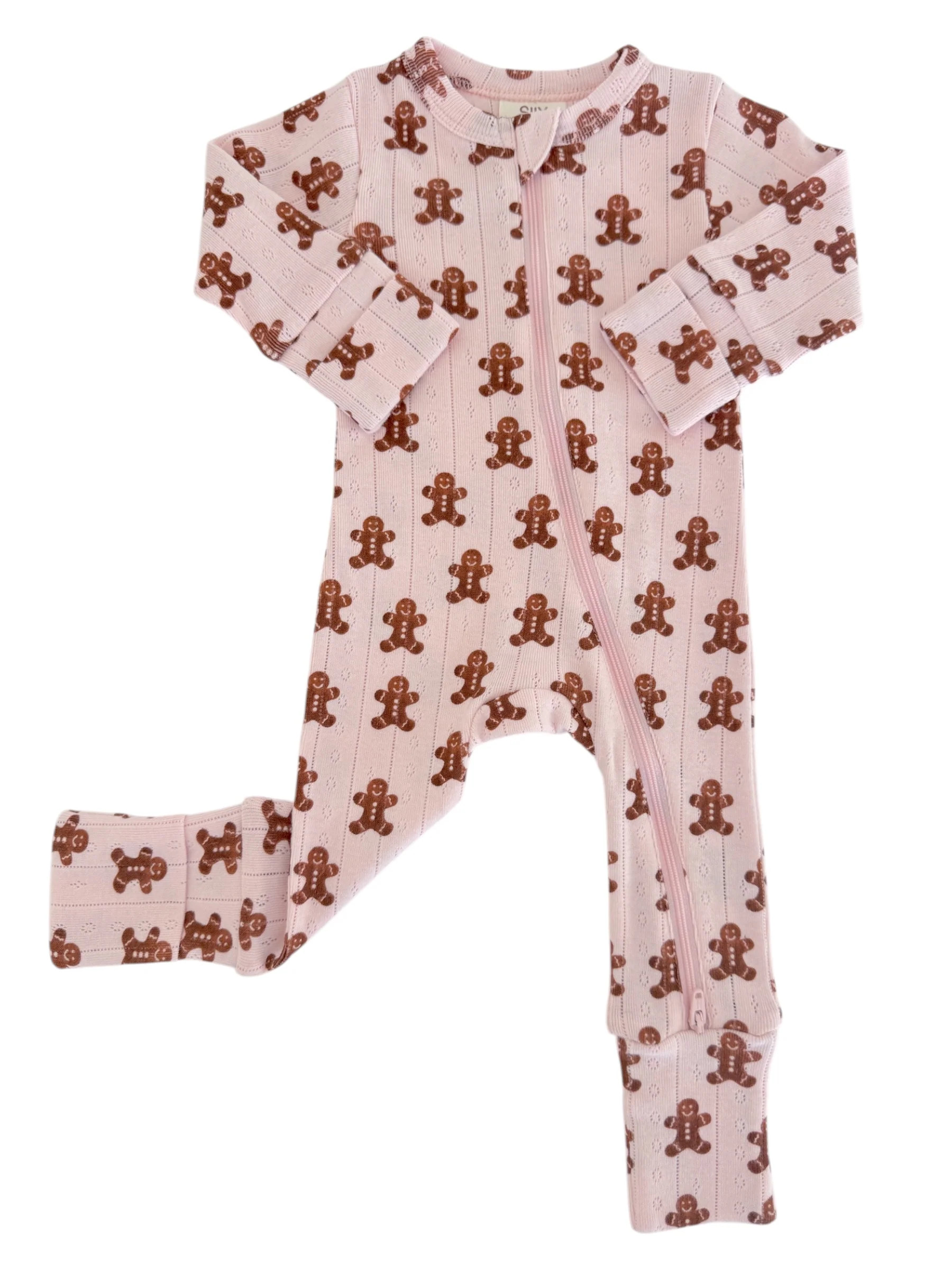 Blush Gingerbread / Organic Pointelle 2-Way Zip Romper | SpearmintLOVE