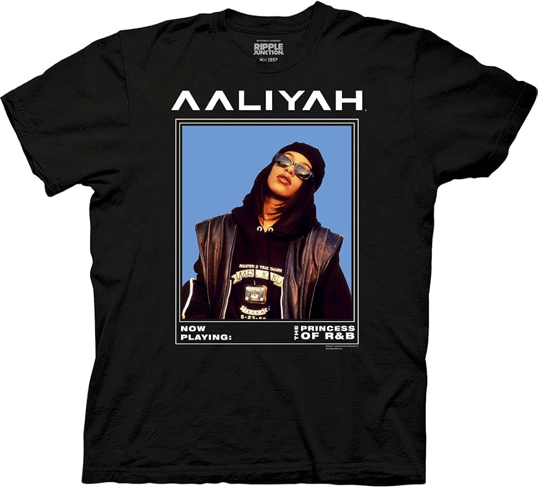 Ripple Junction Aaliyah Now Playing Princess of R&B Adult Crew Neck T-Shirt | Amazon (US)