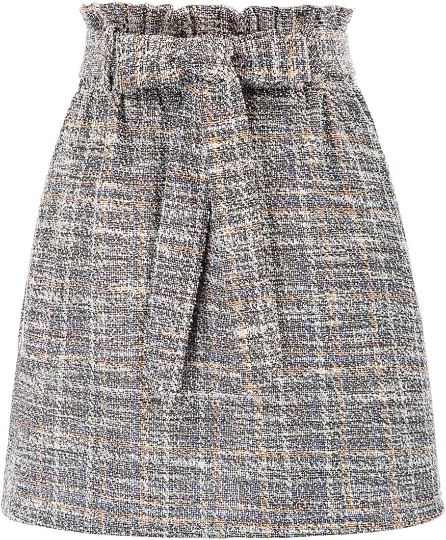 KANCY KOLE Women's Casual High Waist A Line Skirt Paper Bag Elastic Waist Short Skirt with Pockets S | Amazon (US)