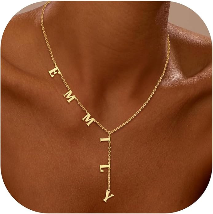 ARVAE Personalized Lariat Name Necklace for Women,Custom Y-Shaped Name Necklace,18k Gold Plated L... | Amazon (US)