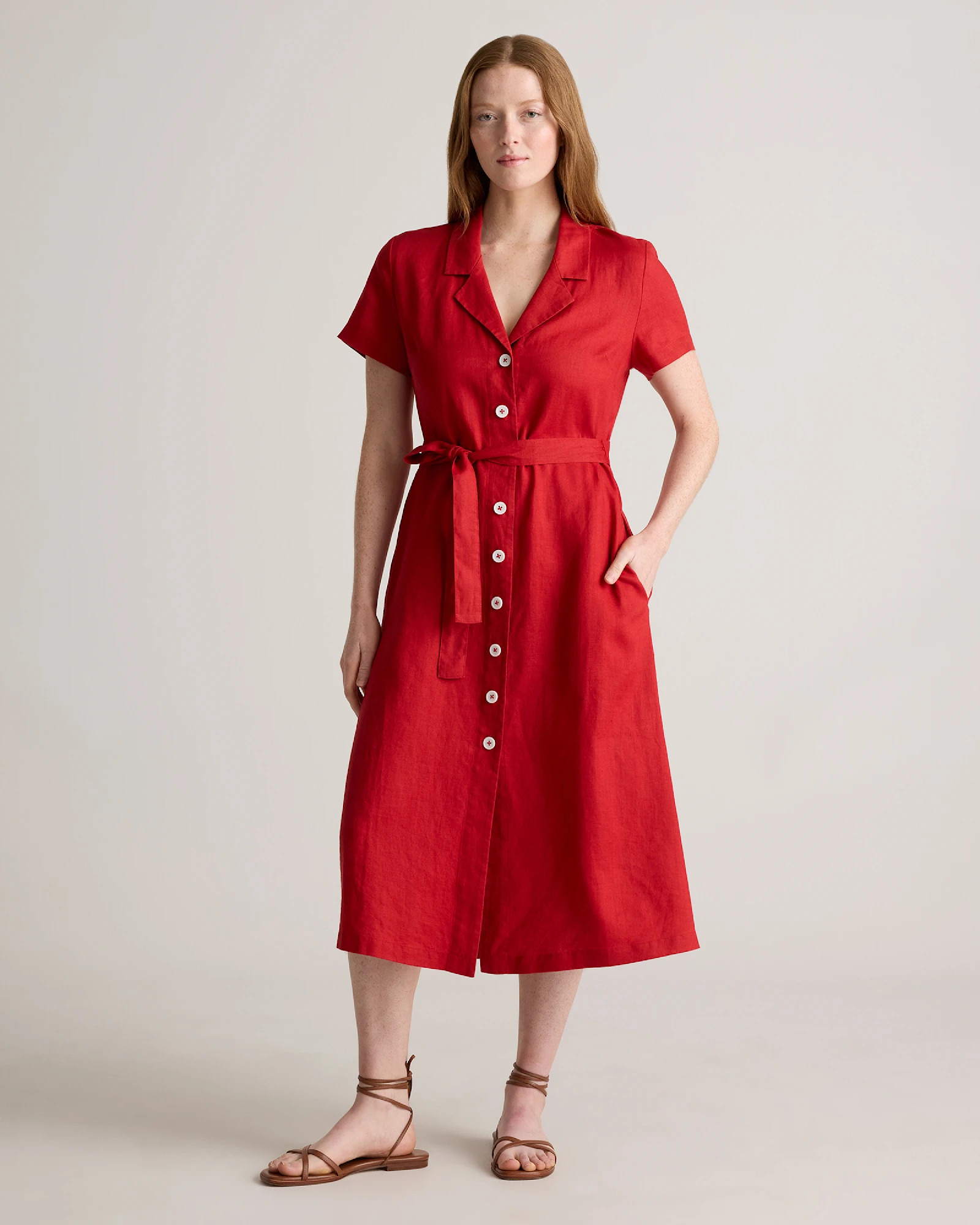 100% European Linen Button Front Dress in Chile | Quince