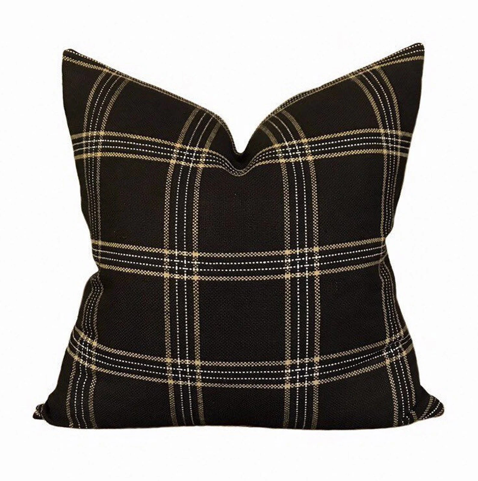 Kufri Dundee Plaid Pillow in Black Sand and Natural // Black - Etsy | Etsy (US)