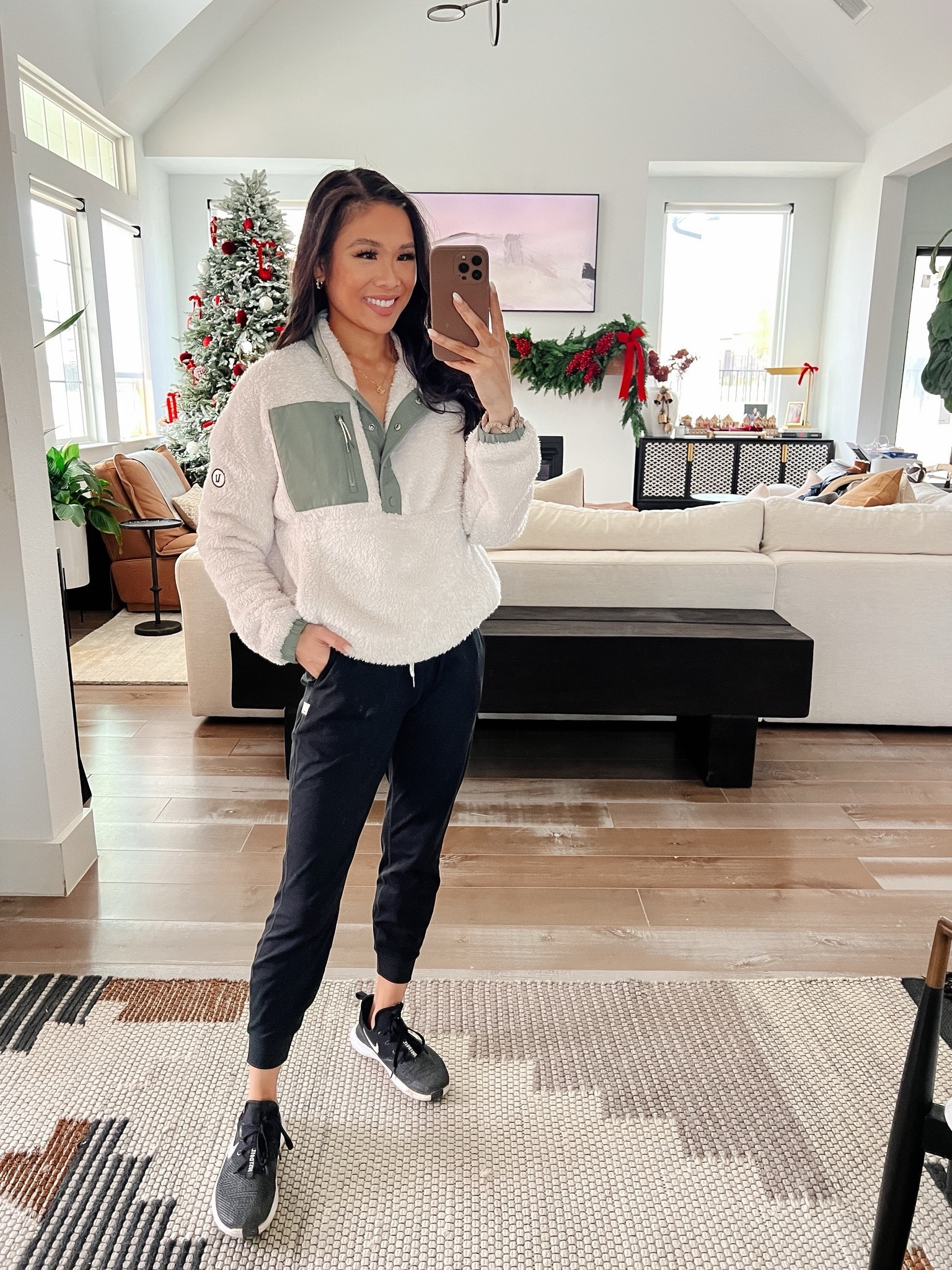 Cozy outfit with these joggers and Sherpa pullover! Joggers are so soft, stretchy, has a slim fit and very comfortable! I have them both in gray and black. Wearing size XS and they fit TTS! 

#LTKTravel #LTKStyleTip #LTKSeasonal