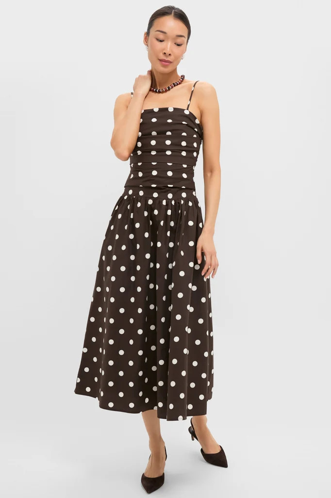 Brown Ivory Polka Dot Lainey Midi Dress | Tuckernuck (US)
