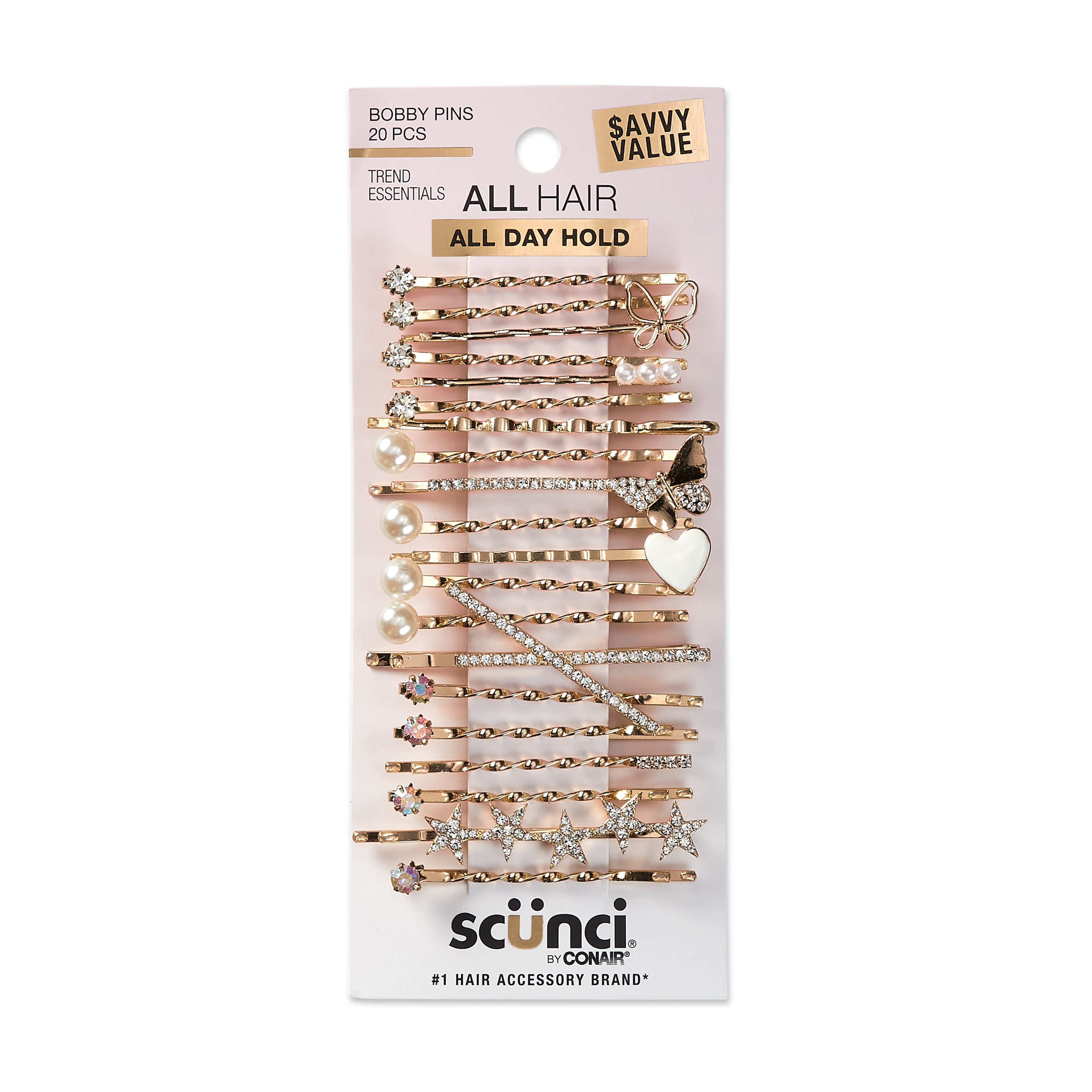Scunci Rhinestone Bobby Pins Value Pack, Gold, 20 Ct | Walmart (US)