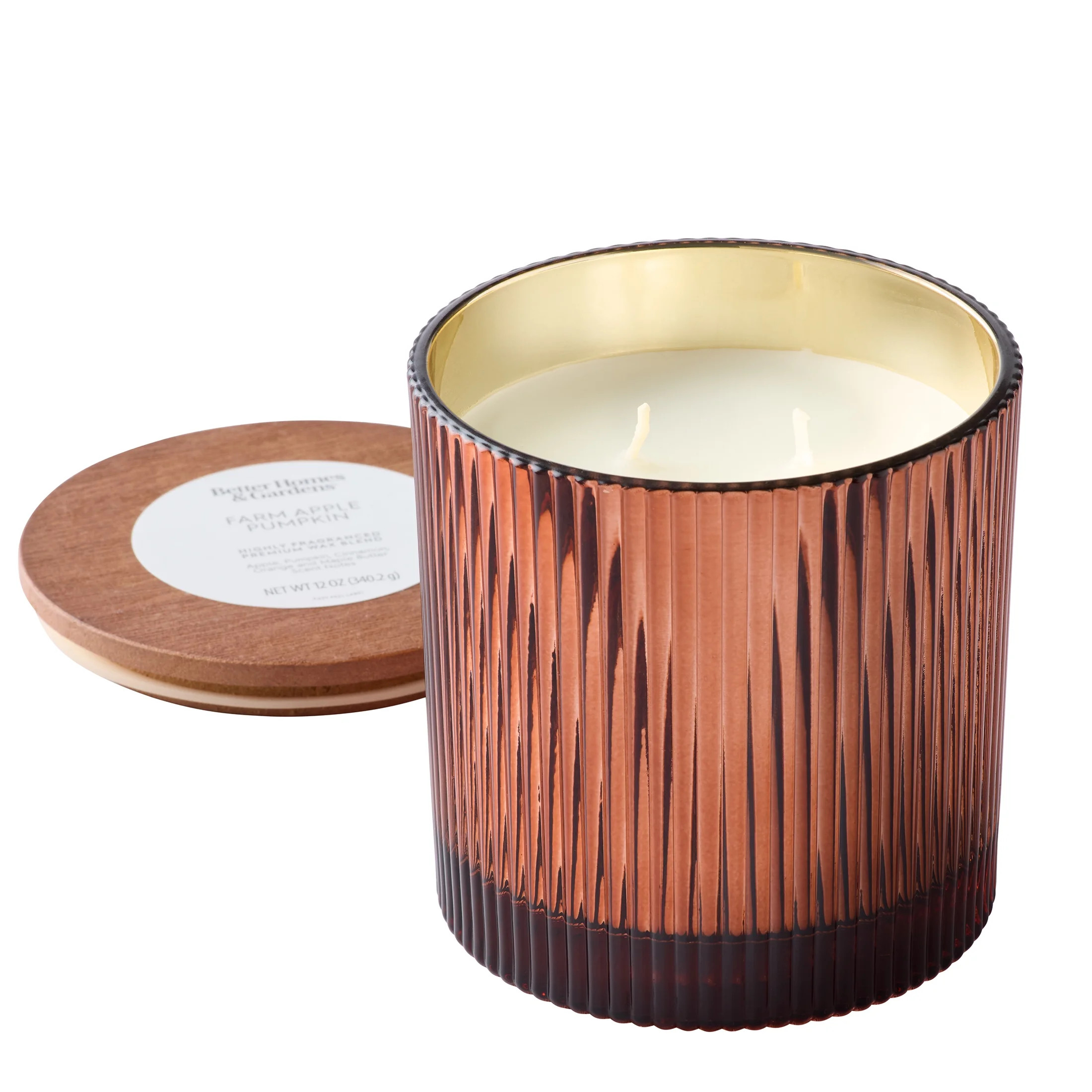 Better Homes & Gardens Farm Apple Pumpkin Scented Cotton 2-Wicks Ribbed and Inside Mecury Glass J... | Walmart (US)