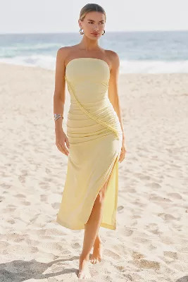 The Gabbie Strapless Ruched Tube Dress by Celandine | Anthropologie (US)