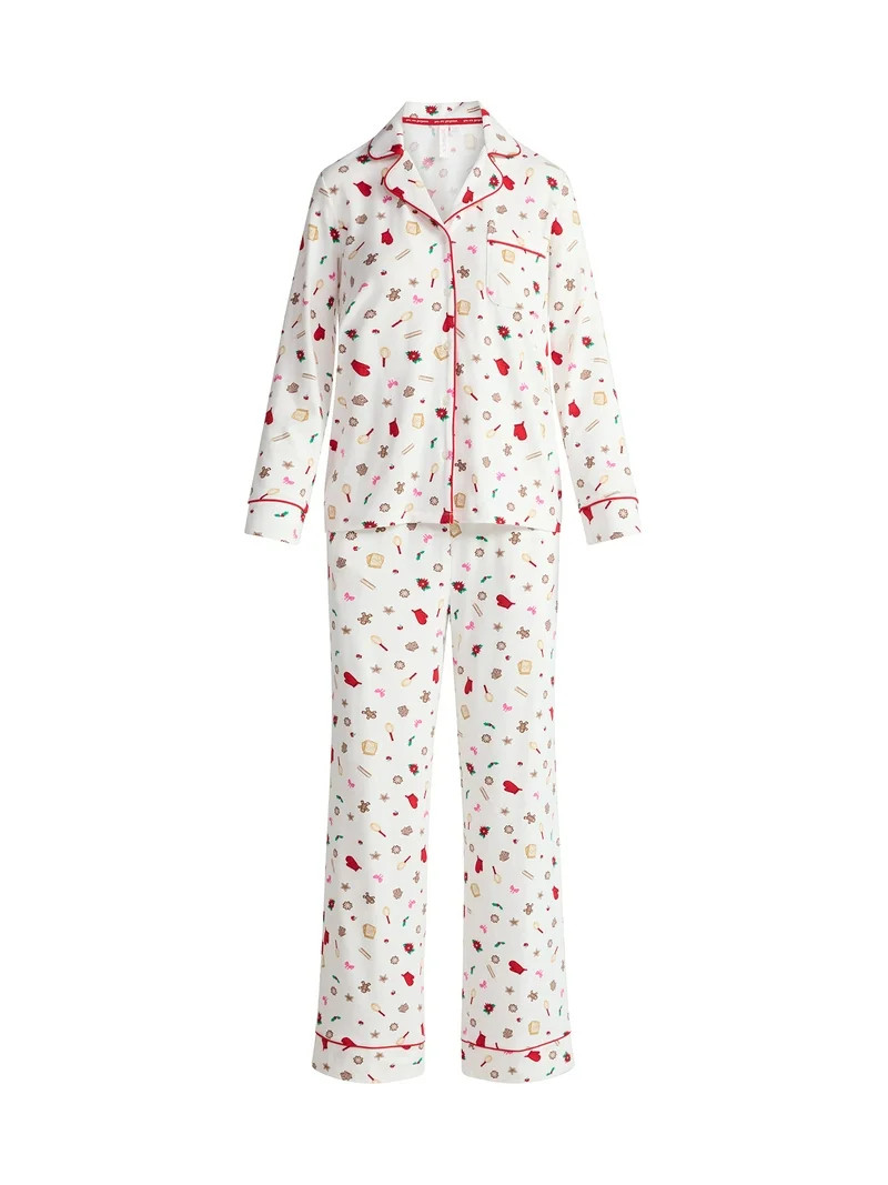 Joyspun Women’s Dreamy Soft Collection Long Sleeve Top and Pants Pajama Set, Sizes XS-4X | Walmart (US)