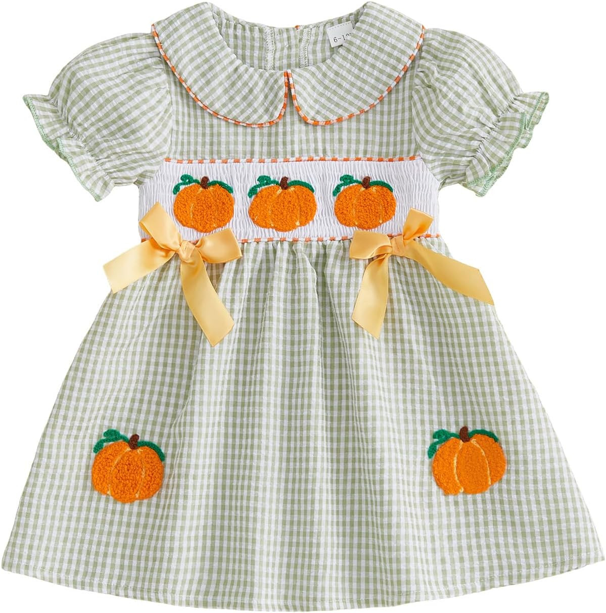 Toddler Baby Girl Dress Puff Sleeve Western Theme Embroidery Smocked Plaid Ruffle Dresses Summer Clothes Farm Outfit | Amazon (US)