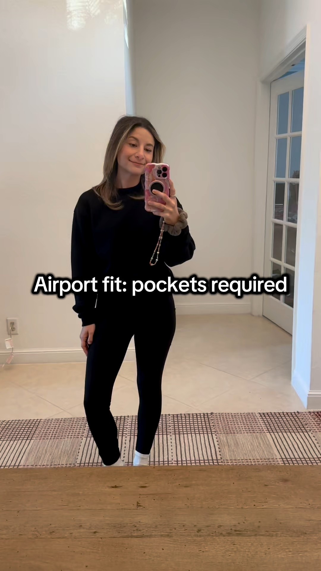 Pockets are a must when I travel! Love these stretchy leggings with pockets and a soft skims sweatshirt. All black keeps stains hidden - perfect when traveling with a toddler! 

#LTKmomlife #LTKootd #LTKTravel