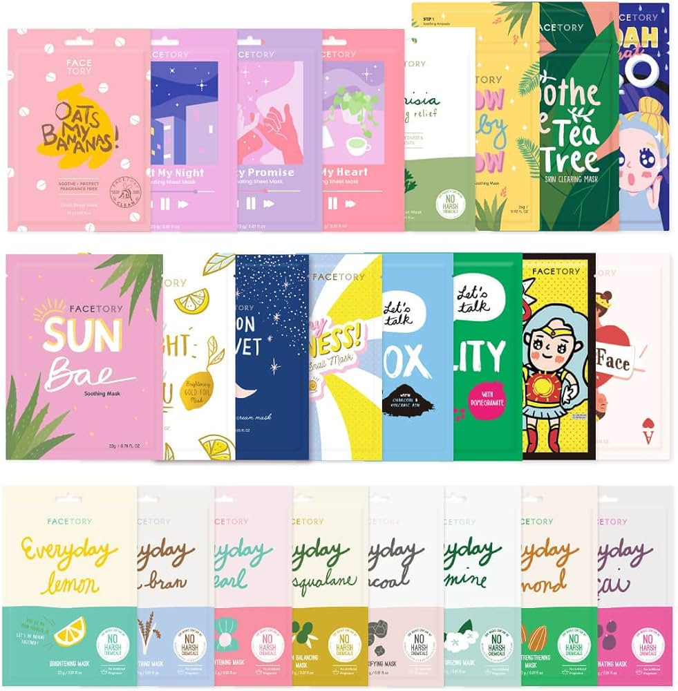 FaceTory 24 Pack Sheet Mask Collection - Hydrating Essence Korean Sheet Mask, for All Skin Types,... | Amazon (US)