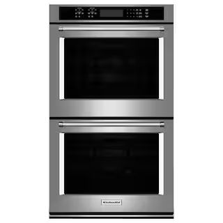 KitchenAid 30 in. Double Electric Wall Oven Self-Cleaning with Convection in Stainless Steel, Silver | The Home Depot