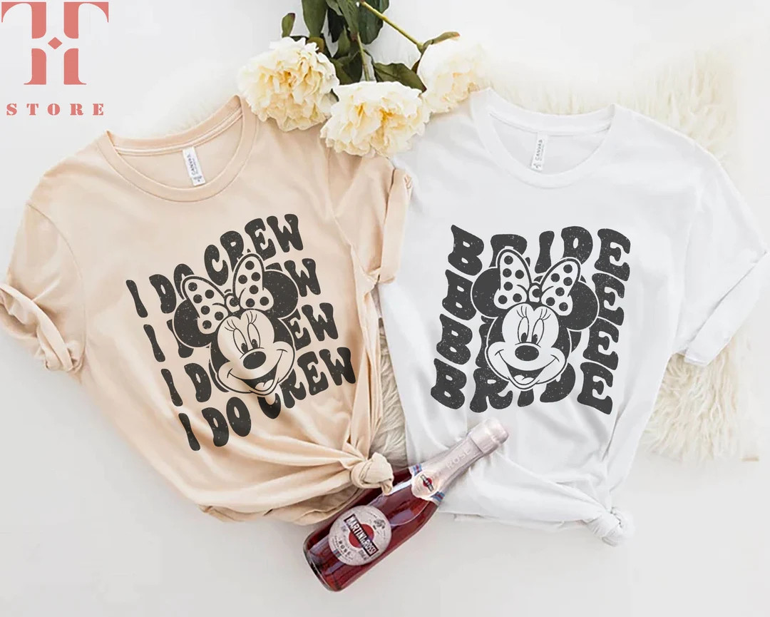 Minnie Bride shirt, I Do Crew Shirt, Disney Bridesmaid Shirt, Disney Bachelorette party shirt, Di... | Etsy (US)