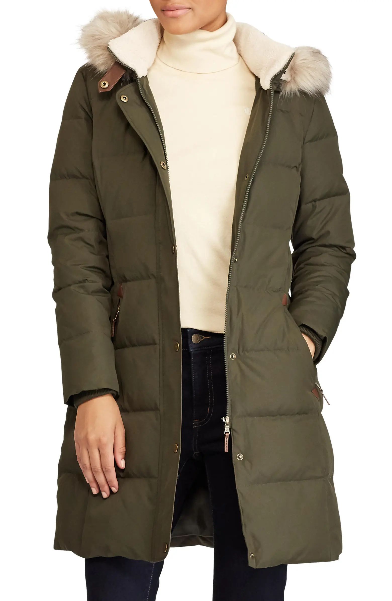 Down & Feather Fill Parka with Faux Fur Trim | Nordstrom