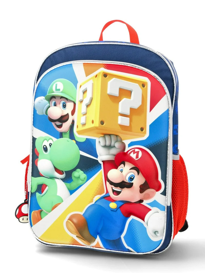 Nintendo Mochila con Gráfico "Game Time" Mario, Yoshi y Luigi de 17" para Niños, Azul | Walmart (US)