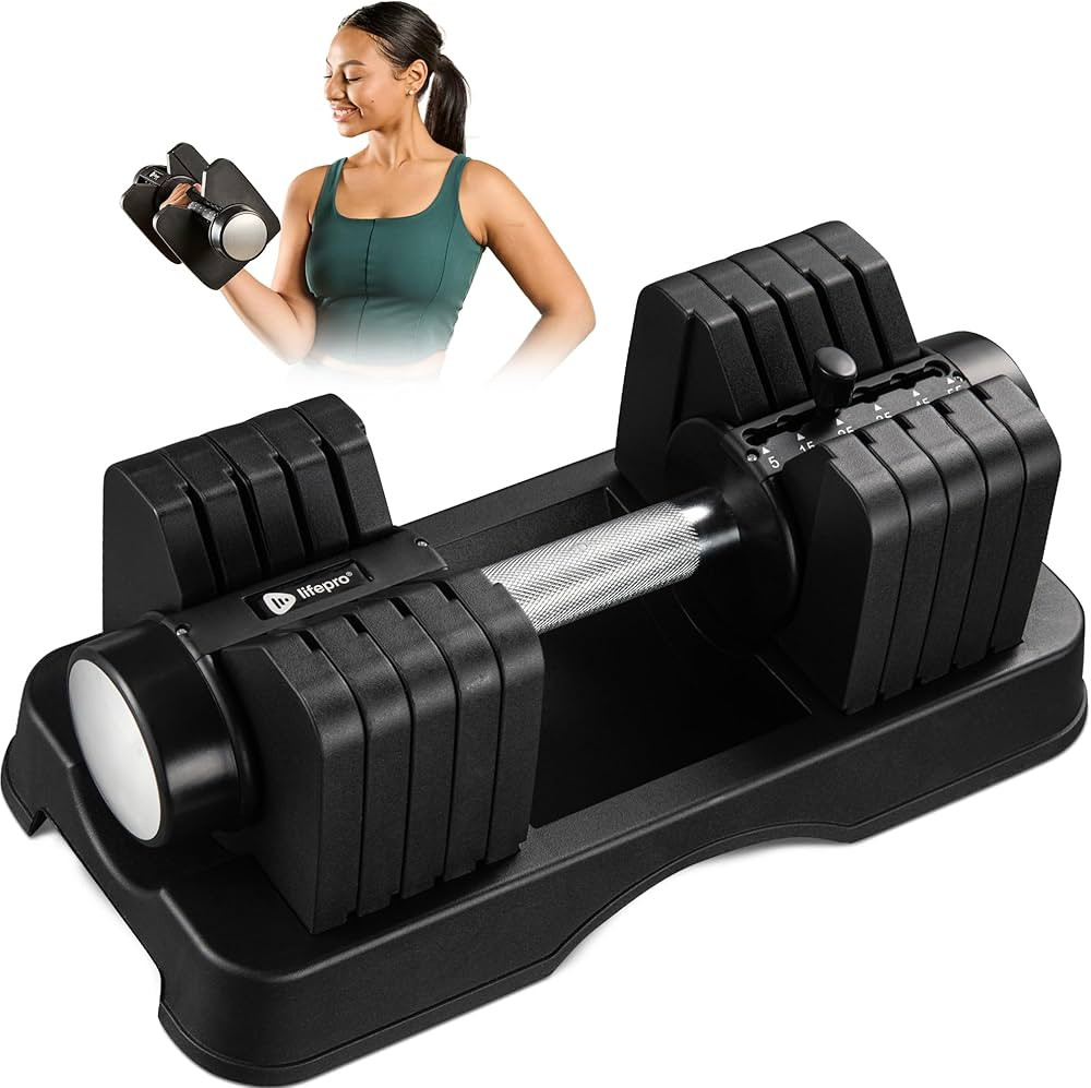 Lifepro Adjustable Dumbbells Set - 5in1-15lb 25lb 43lb 55lb weights Set & Single with Rack - Quic... | Amazon (US)