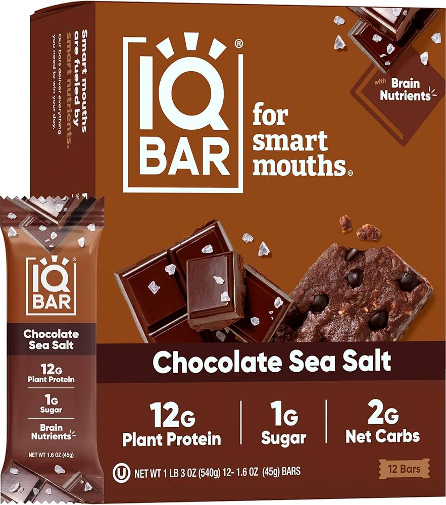 IQBAR Brain and Body Plant Protein Bars - Chocolate Sea Salt - 12-Count - Keto, Vegan, Low Carb, ... | Amazon (US)