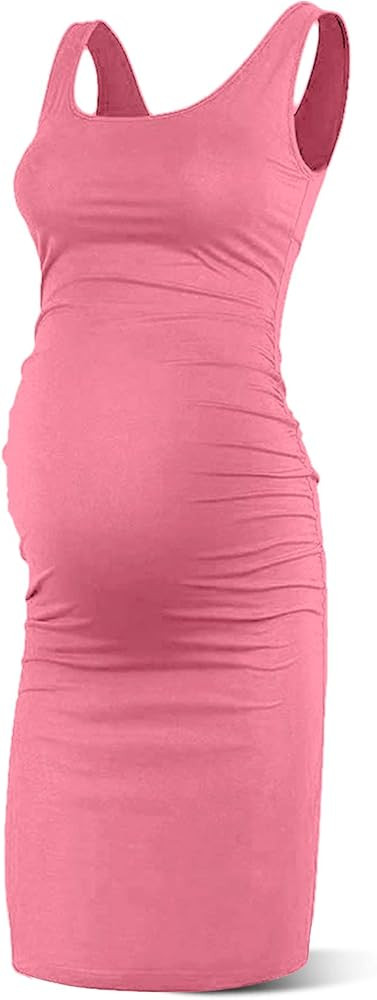 Rnxrbb S-2XL Women Summer Sleeveless Maternity Dress Pregnancy Tank Scoop Neck Mama Clothes Casua... | Amazon (US)