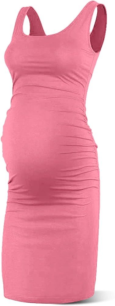 Rnxrbb S-2XL Women Summer Sleeveless Maternity Dress Pregnancy Tank Scoop Neck Mama Clothes Casua... | Amazon (US)