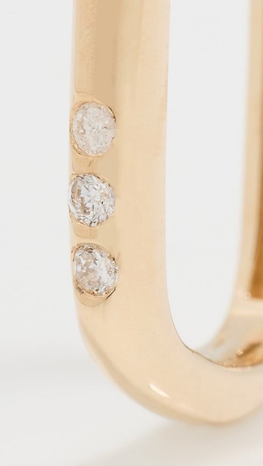 14k Pave & Bead Set Diamonds Hinged Huggies | Shopbop