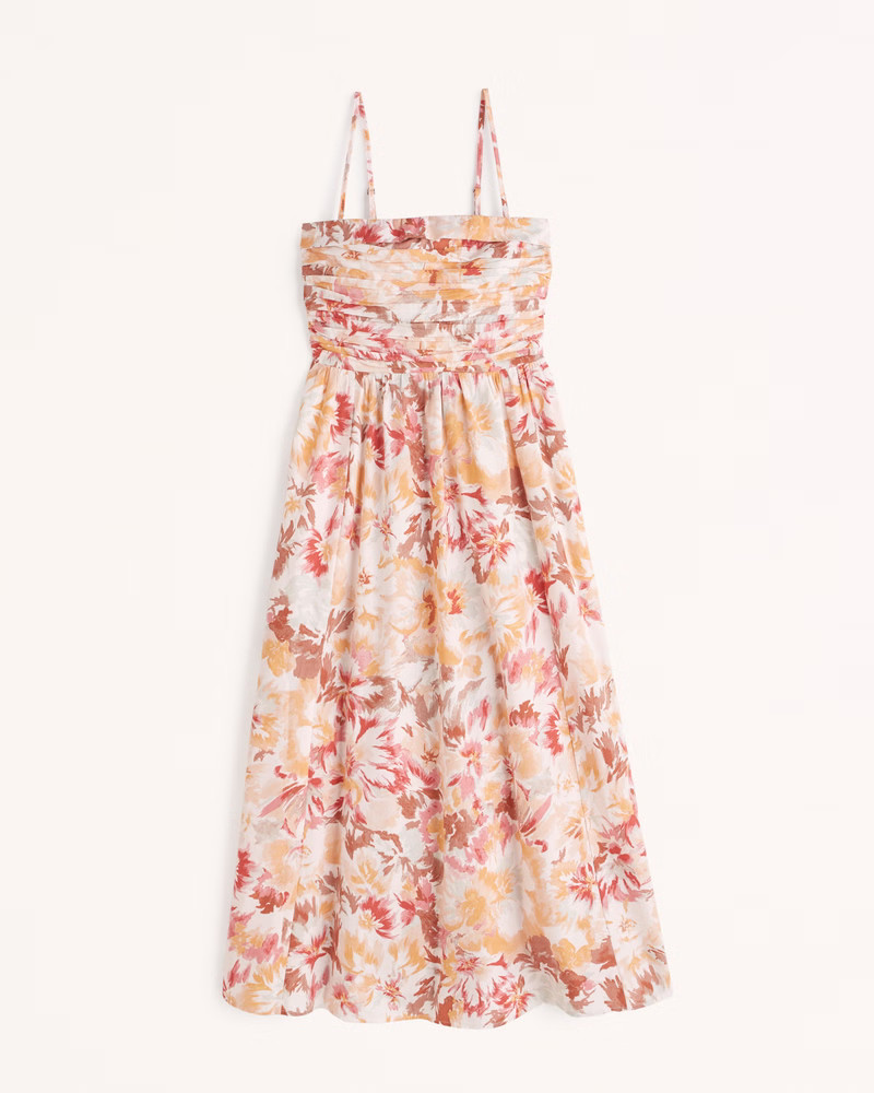 Women's Poplin Strapless Midi Dress | Women's Dresses & Jumpsuits | Abercrombie.com | Abercrombie & Fitch (US)