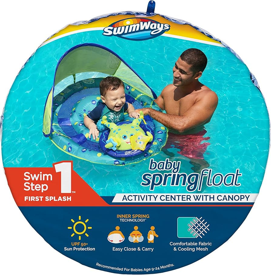 SwimWays Baby Spring Float Activity Center with Adjustable Canopy and UPF Sun Protection, Green O... | Amazon (CA)