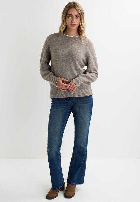 Womens Camel Textured Crew Neck Jumper | Peacocks