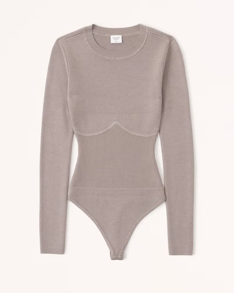 Long-Sleeve Crew Corset Sweater Bodysuit | Abercrombie & Fitch (US)