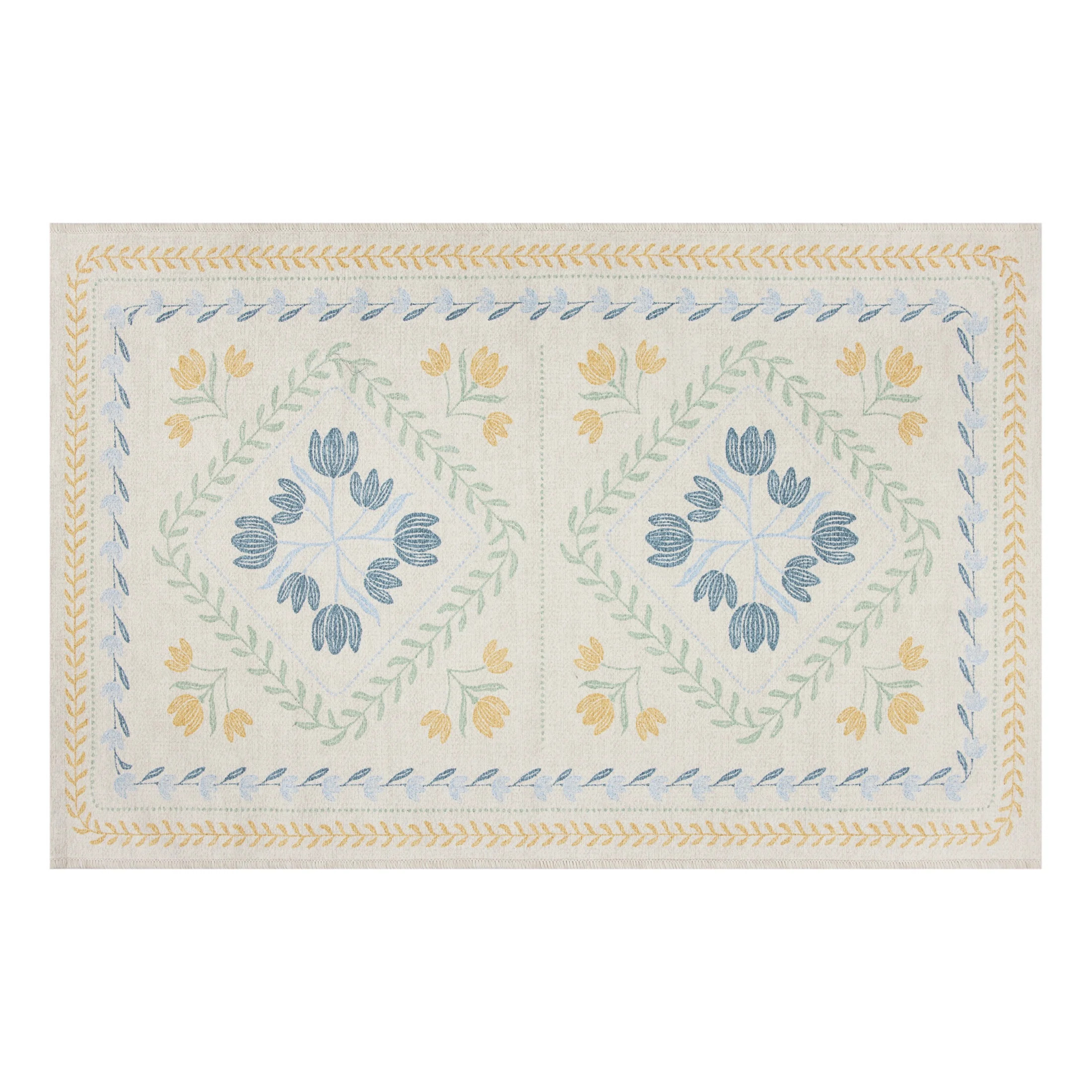 Better Homes & Gardens Blue & Yellow Soliel Floral 30" x 46" Accent Rug | Walmart (US)