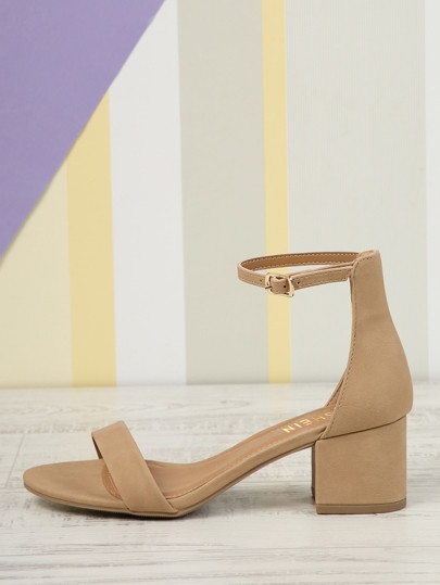 Open Toe Low Block Heel Sandals | SHEIN