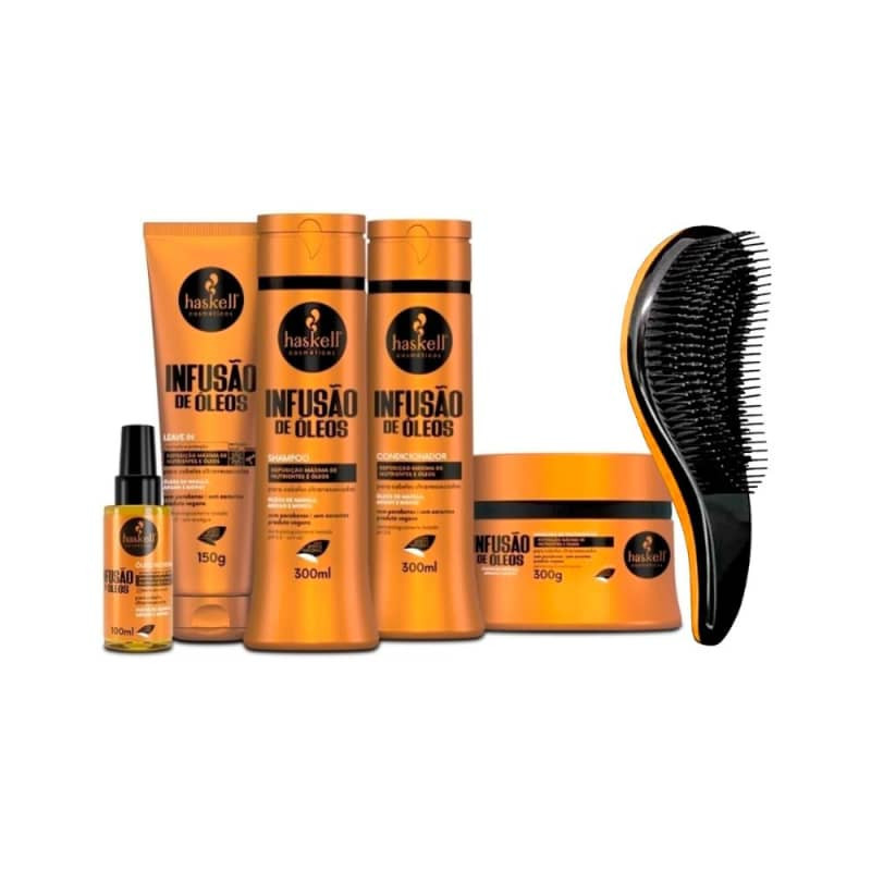 Kit Haskell Infusão De Óleos 300ml Completo 5 Itens +Escova | Beleza Na Web (BR)