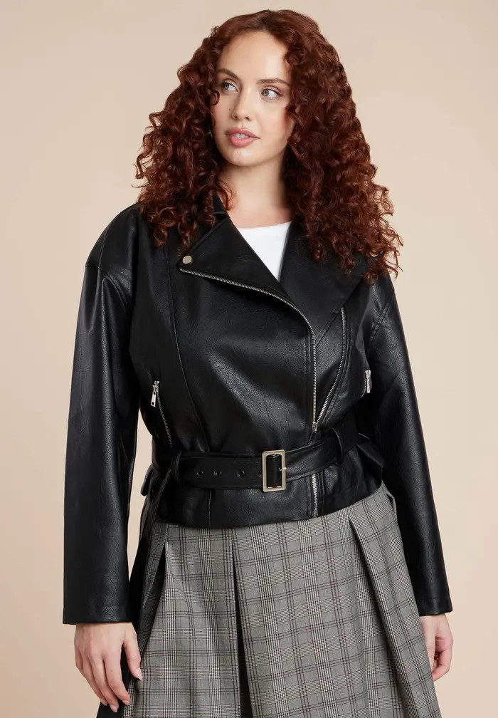 ELOQUII Belted Faux Leather Moto Jacket | Nordstrom | Nordstrom