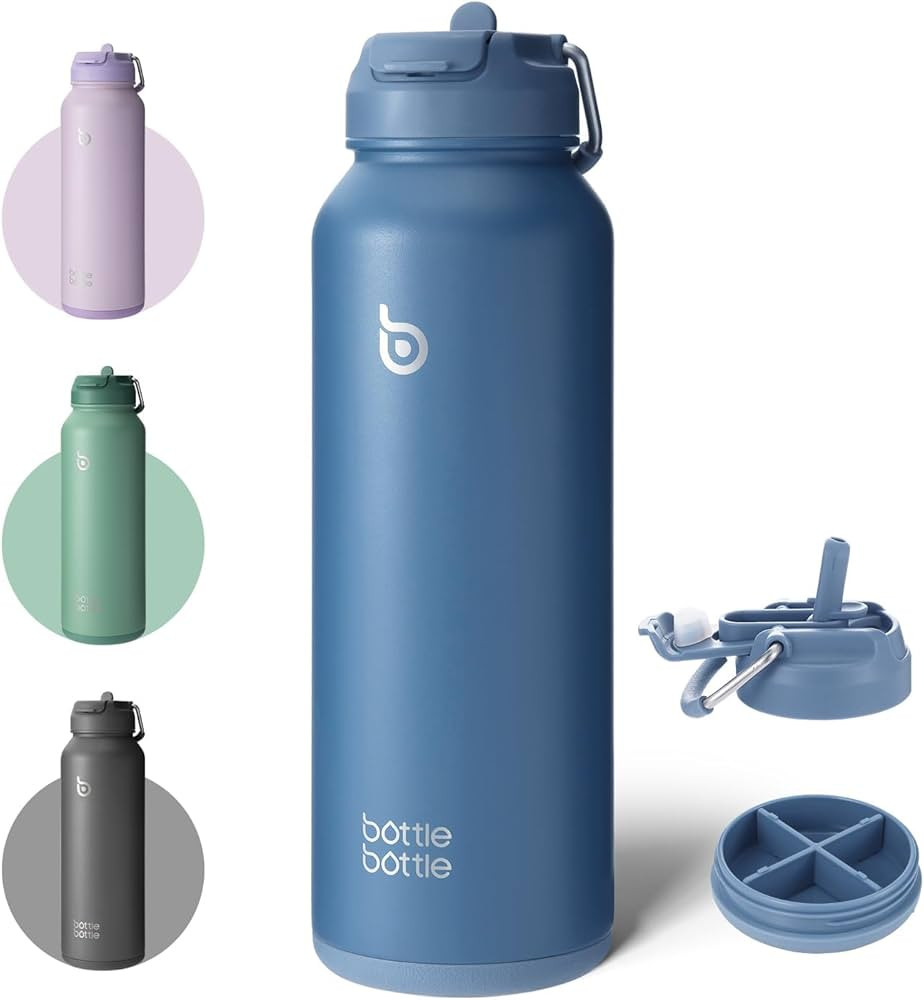 BOTTLE BOTTLE 40oz Insulated Water Bottle with Straw Sport Stainless Steel Water Bottle with Hand... | Amazon (US)