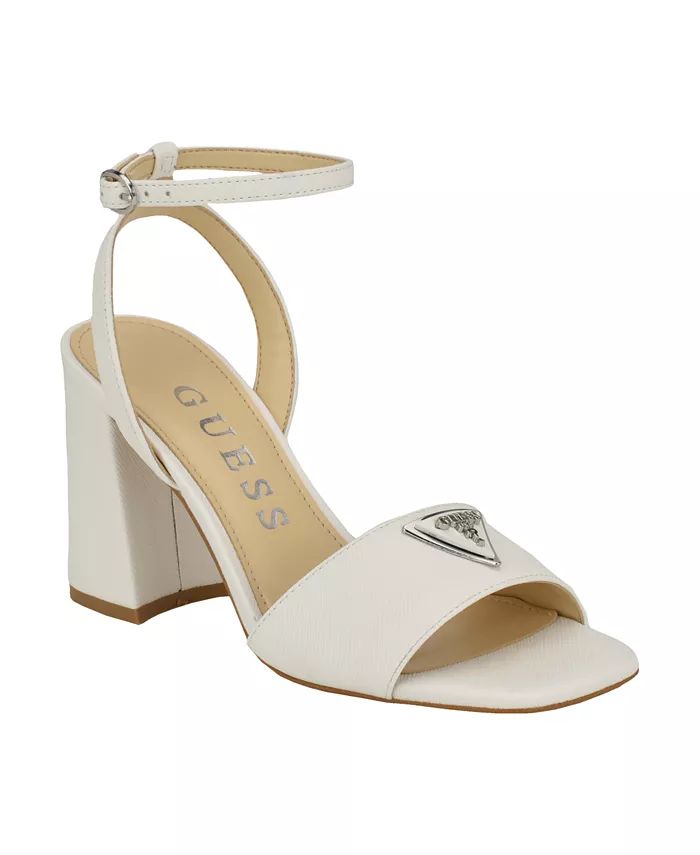 GUESS Women's Gelya Block Heel Ankle Strap Open Toe Dress Sandals - Macy's | Macy's