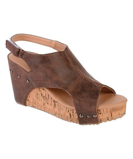 Brown Wedge Platform Sandal - Women | Zulily