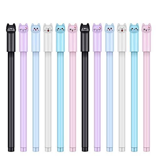 24 Pcs 0.38 mm Cute Cat Pen Gel Pens Black Ball Point Pens for School Office Supplies | Amazon (US)