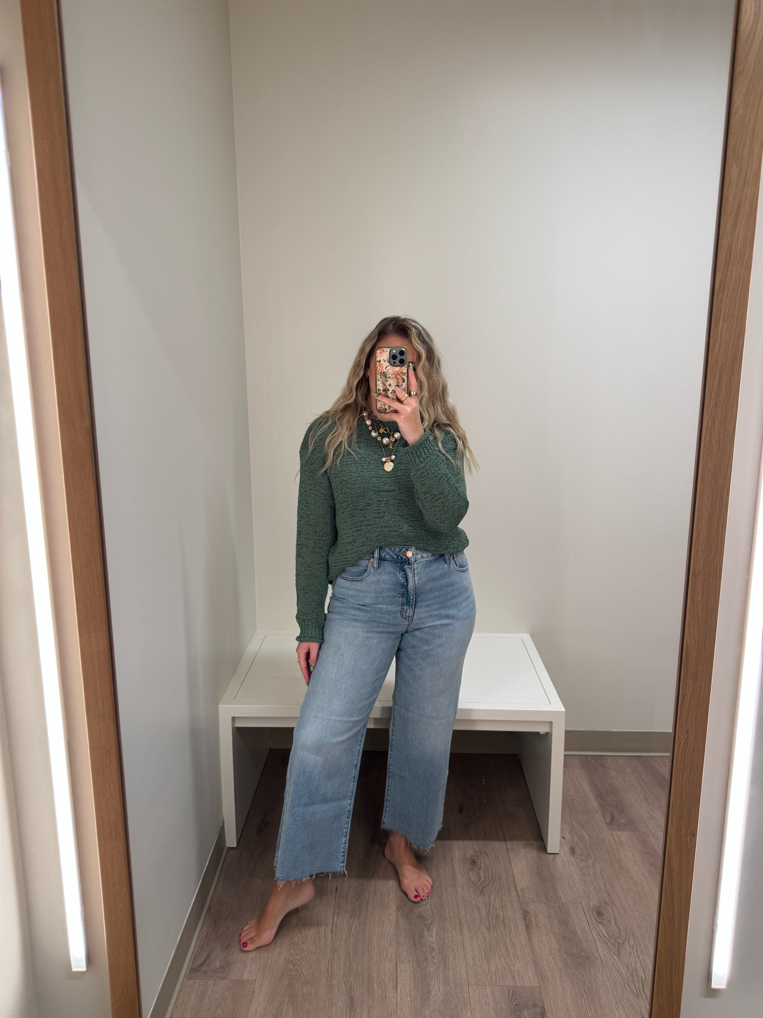 the best fitting cropped wide leg jeans I've ever worn. wearing the curvy fit. wearing a medium in the sweater. fall outfits women 

 #LTKootd #LTKSeasonal #LTKMidsize
