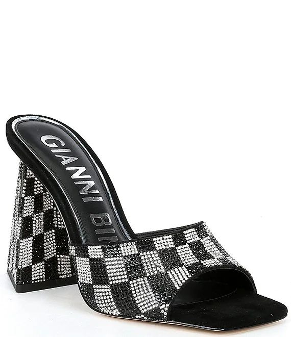 Gianni Bini CaylorThree Checkered Rhinestone Square Toe Dress Sandals | Dillard's | Dillard's