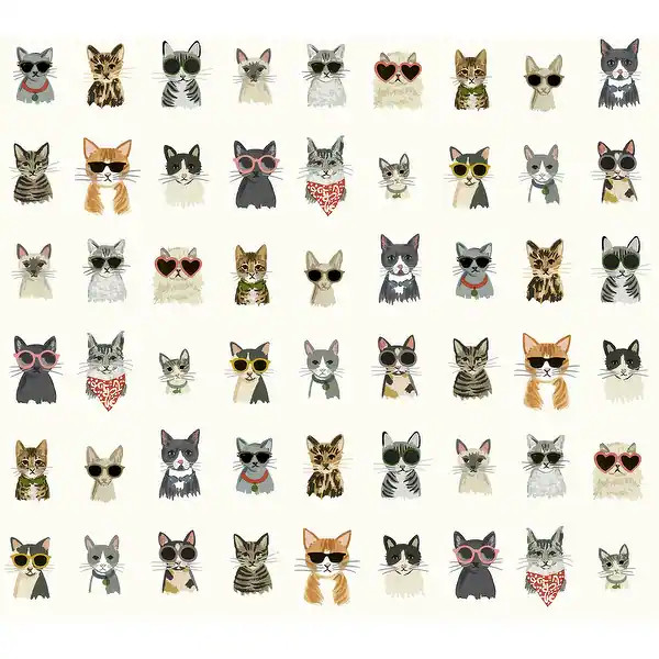 Rifle Paper Co.Cool Cats Multi White Peel and Stick Wallpaper | Bed Bath & Beyond