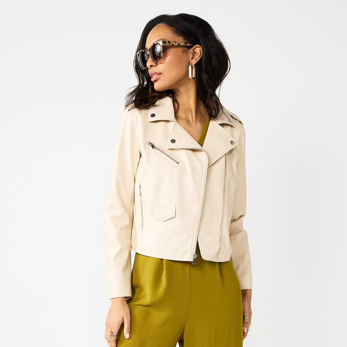 Women's Nine West Faux-Leather Moto Jacket | Kohl's