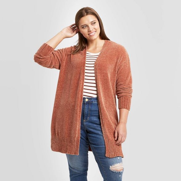 Women's Plus Size Open Neck Chenille Cardigan - Ava & Viv™ | Target