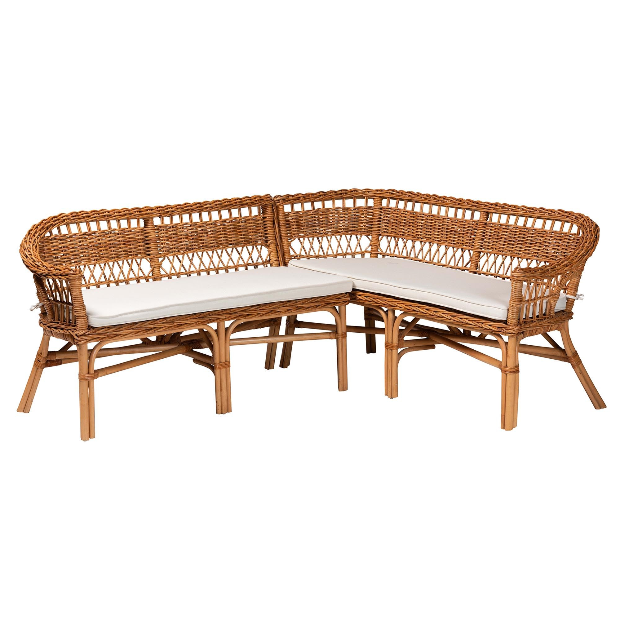 bali & pari Nella Modern Bohemian Honey Rattan 2-Piece Dining Nook Banquette Set | Amazon (US)