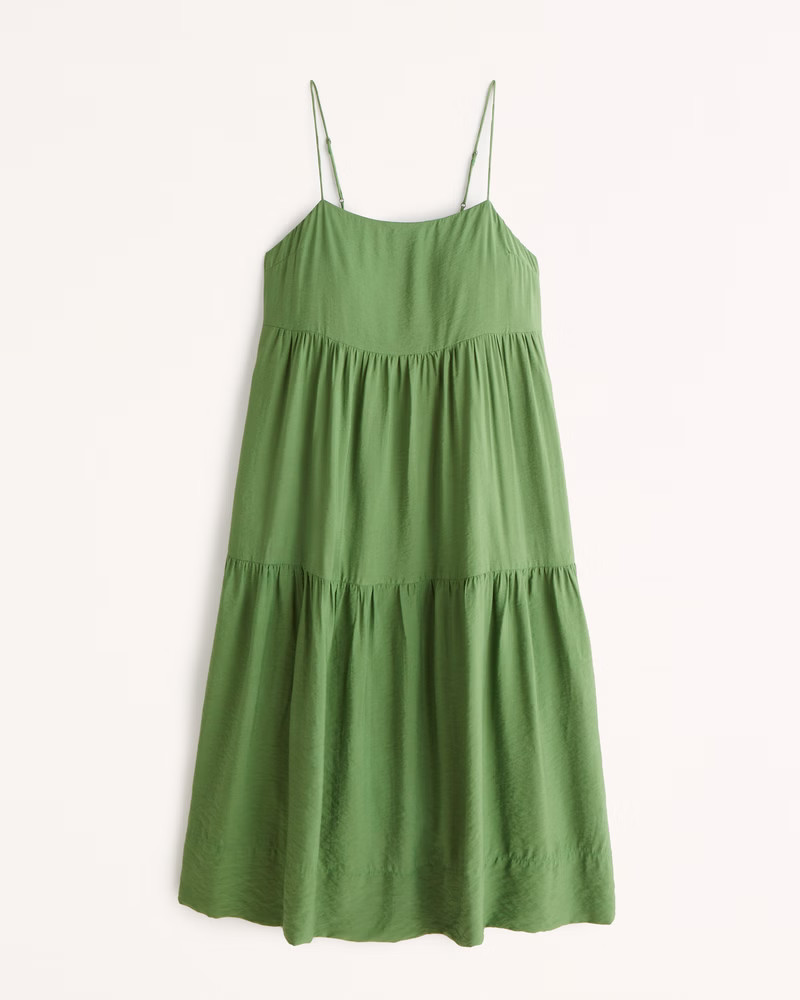 Tiered Trapeze Midi Dress | Abercrombie & Fitch (US)